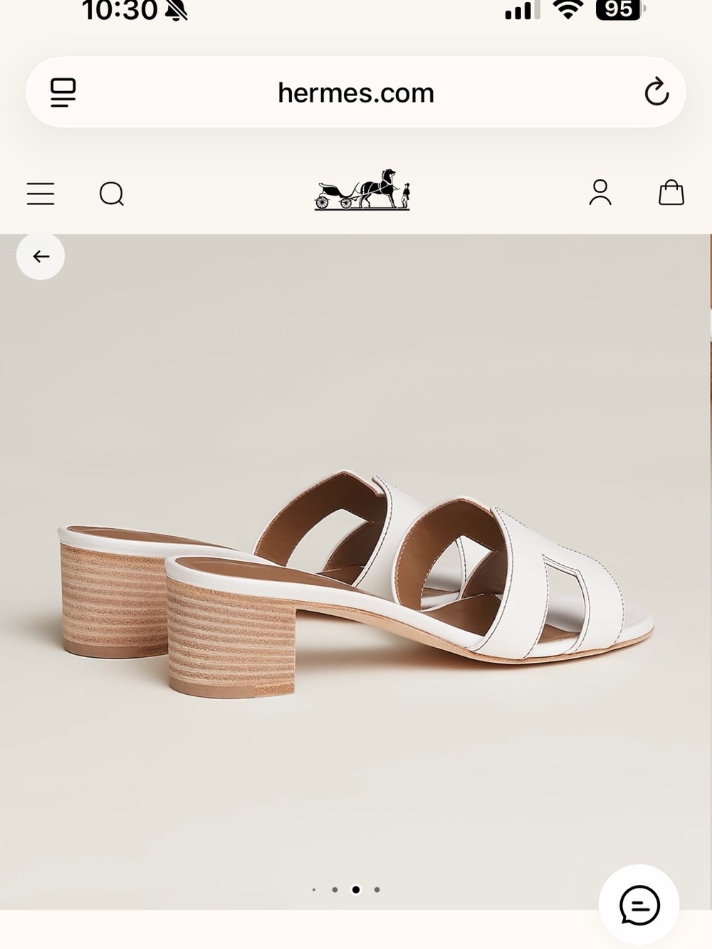 Hermes Oasis BRAND NEW White Leather Slide Sandals low heel size 39 w/ receipt - Picture 8 of 9